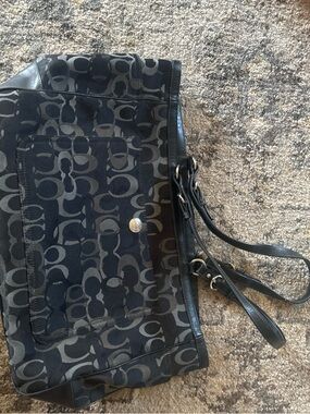 Coach Gray Interior Tote with Black Leather Patch